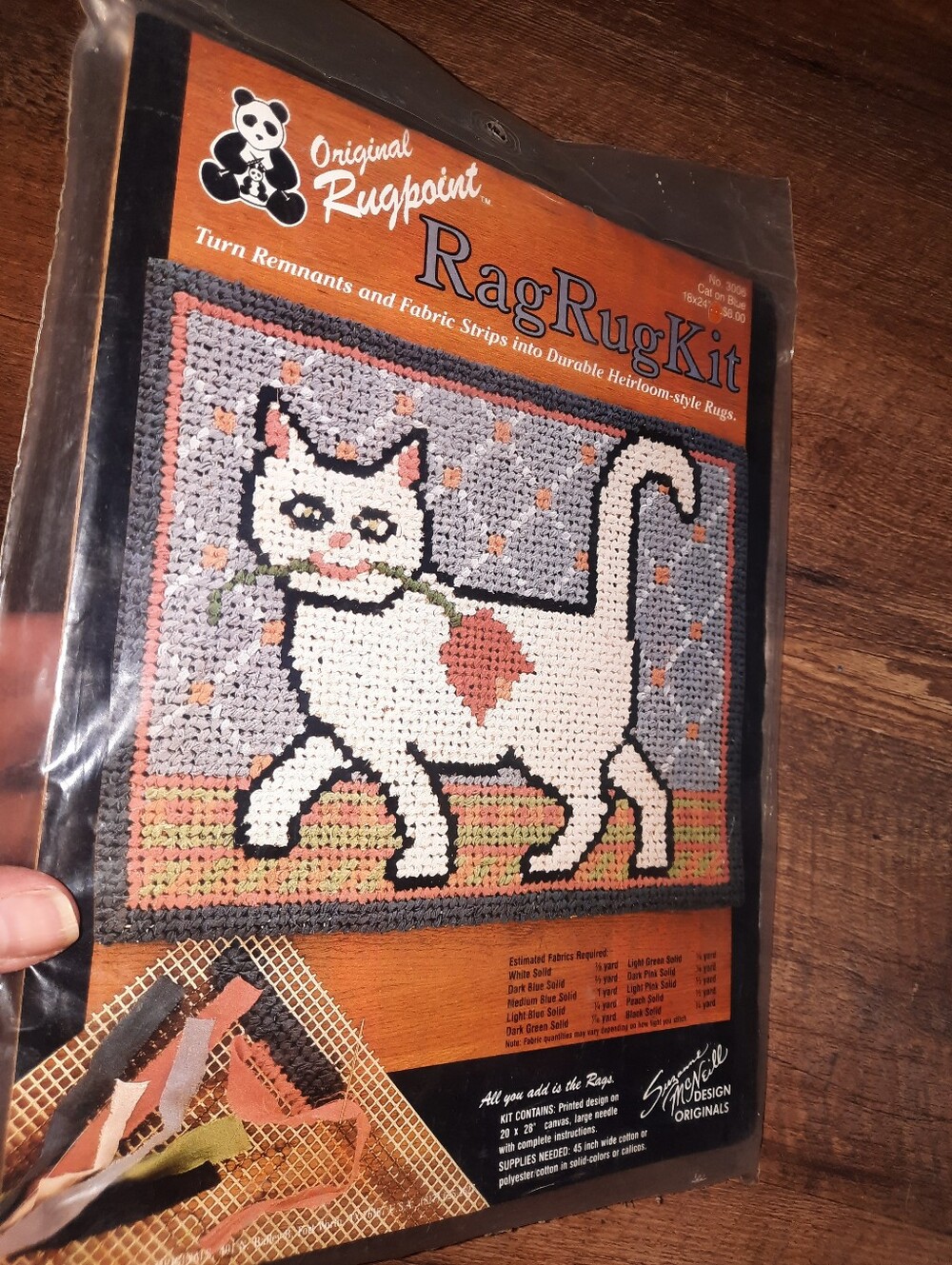Vintage Rag Rug Kit With Cat - Picture 3 of 8
